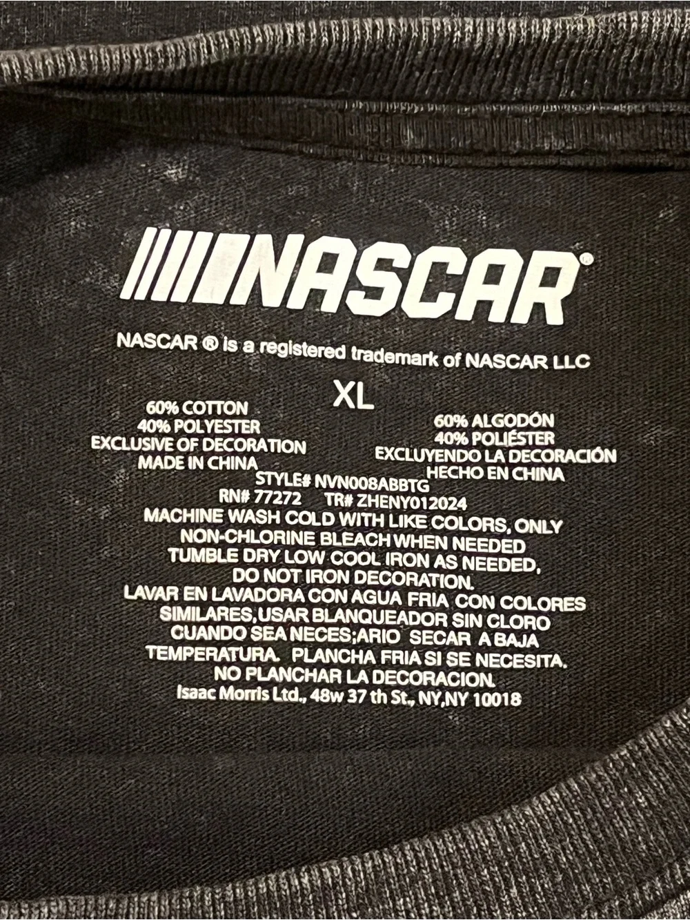 Official Nascar Short Sleeve Tee with Multicolor Racing Graphic
